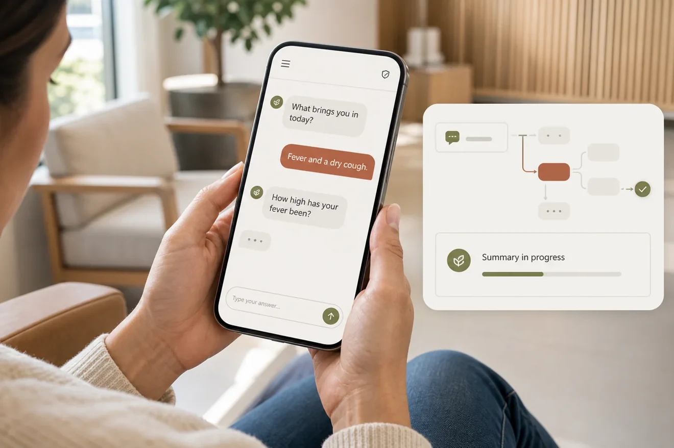 Patient chat intake with adaptive follow-up questions