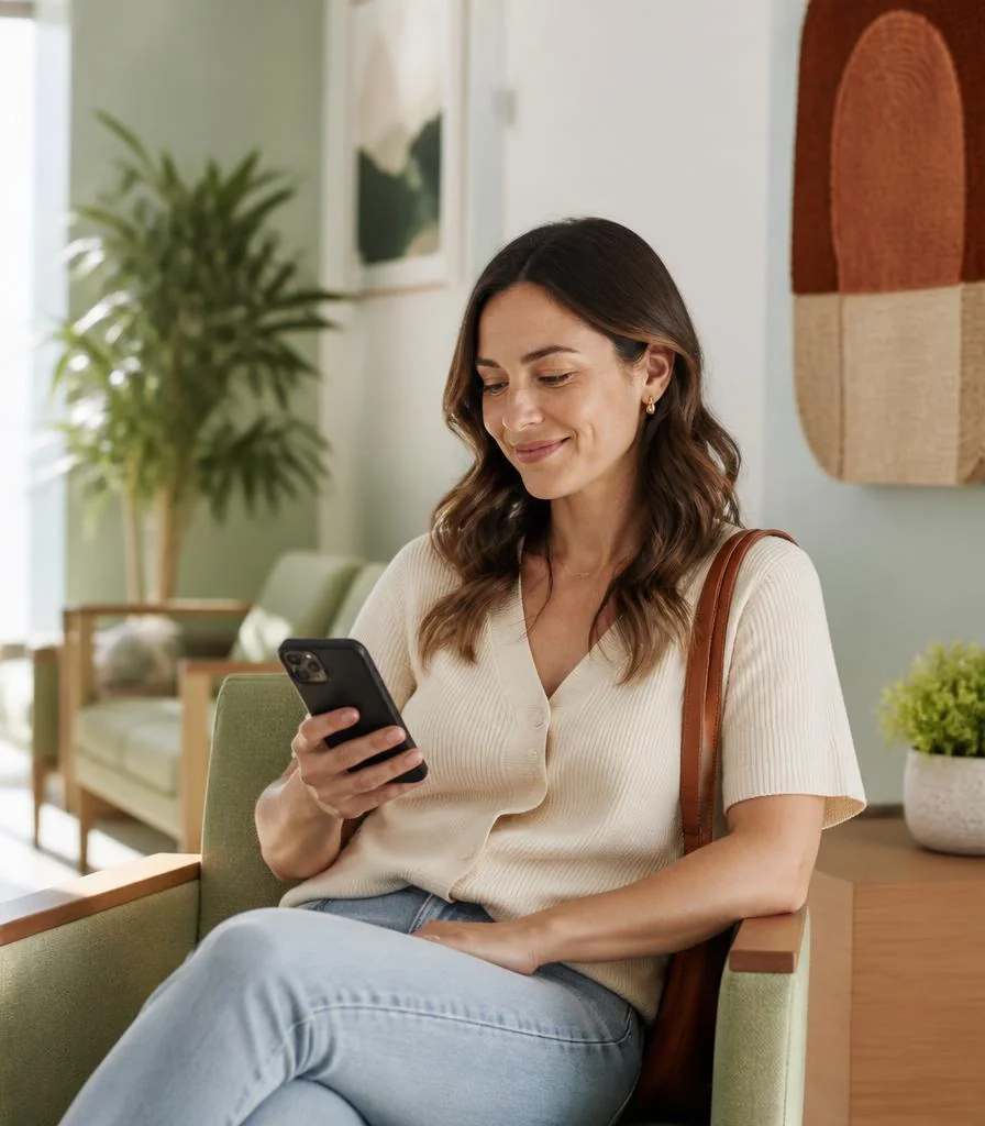 Patient using a mobile phone for clinic communication
