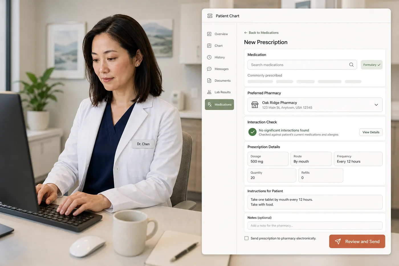 ePrescribing workflow inside the patient chart