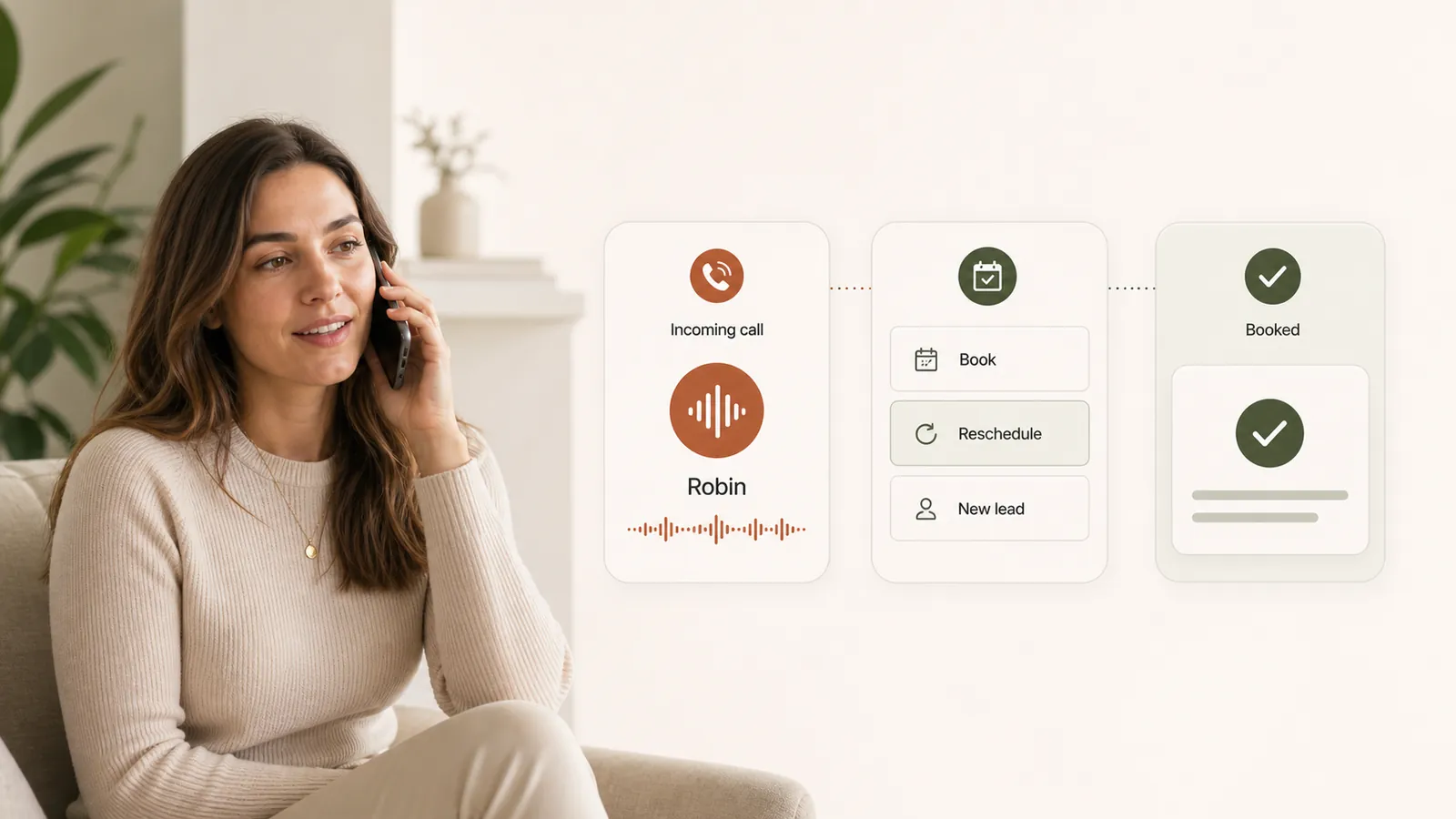 A patient speaking with the clinic on her phone