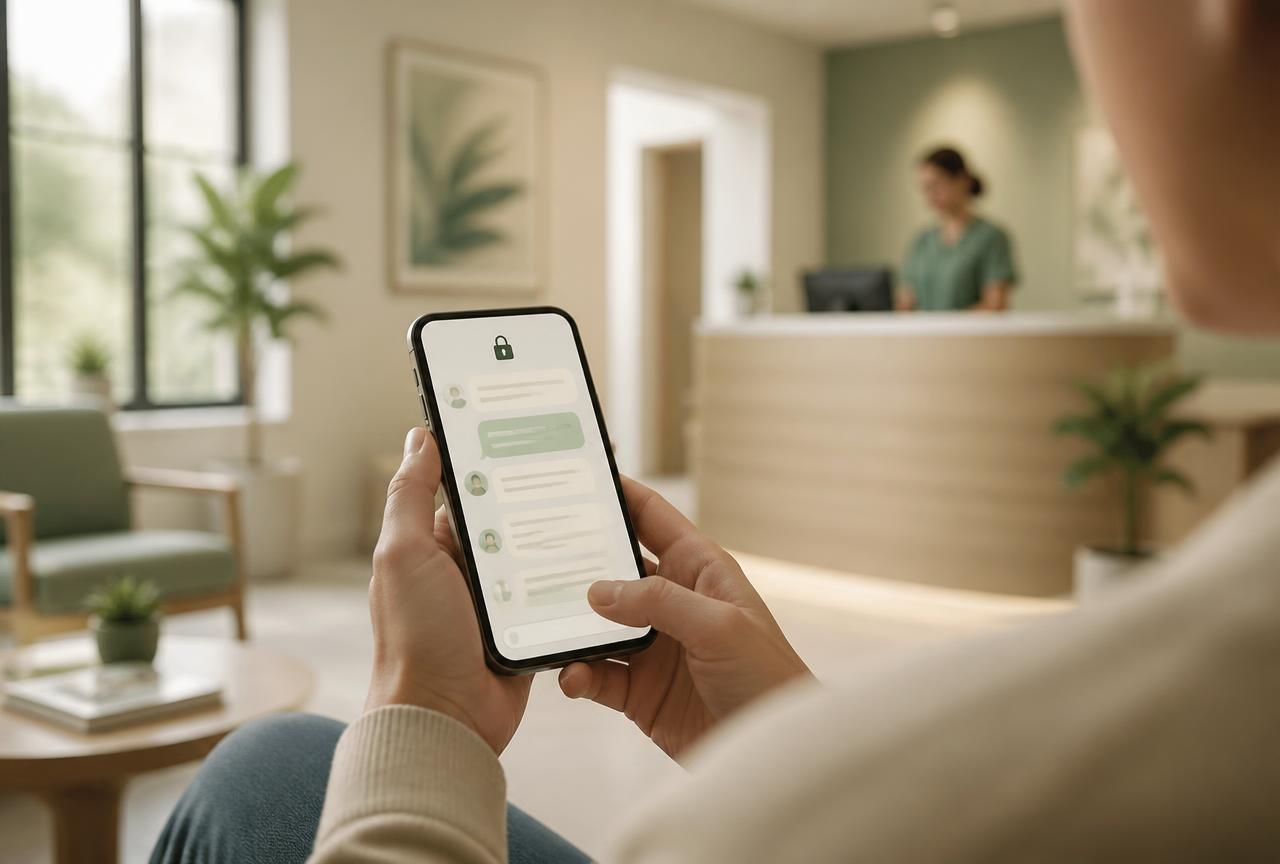 Patient reading a secure clinic message on a phone